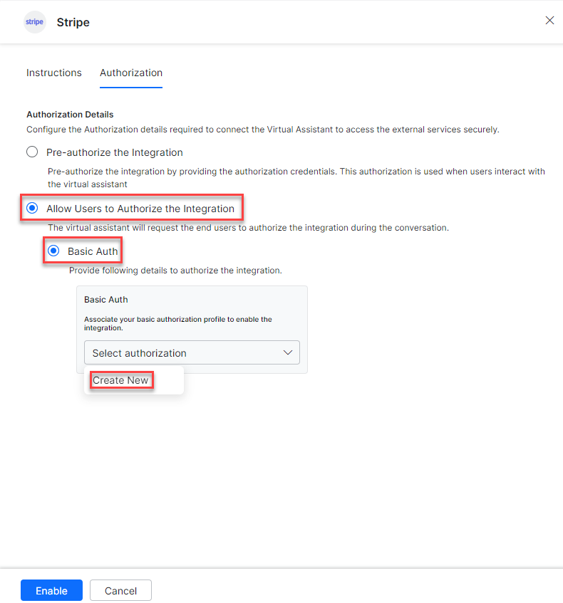 Create new auth