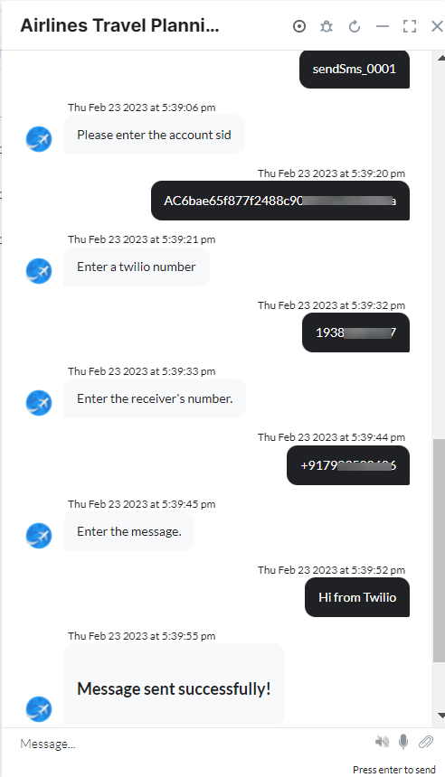 VA prompt to Send SMS