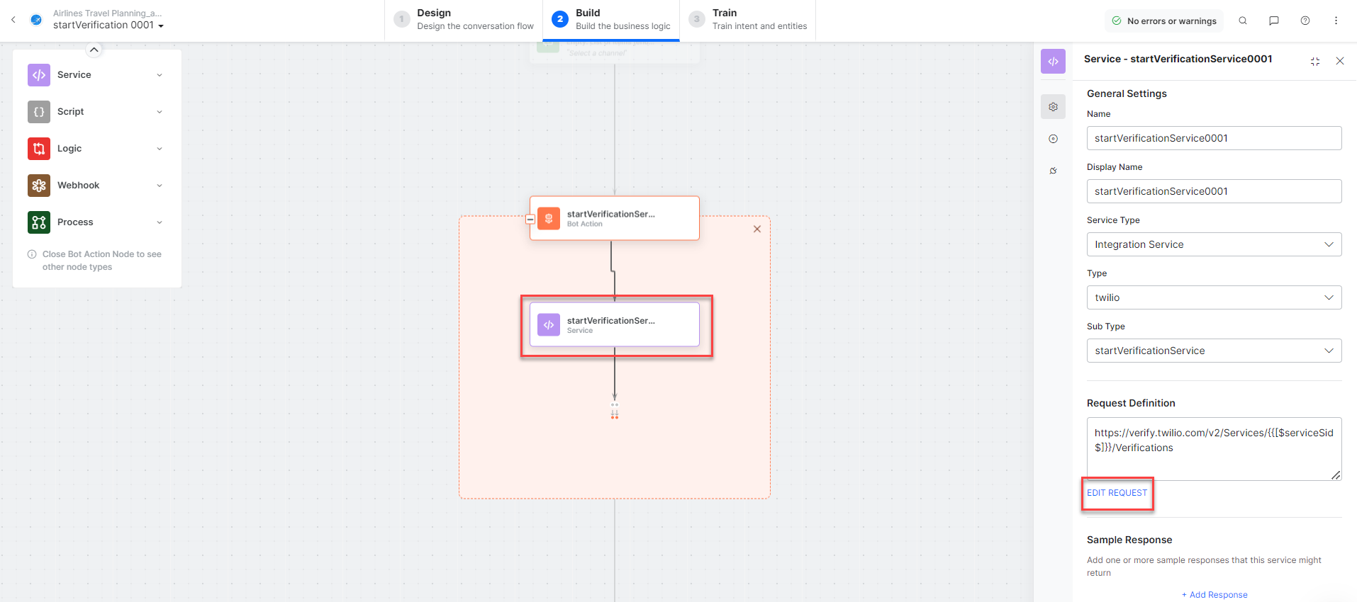 Start Verification - Edit request