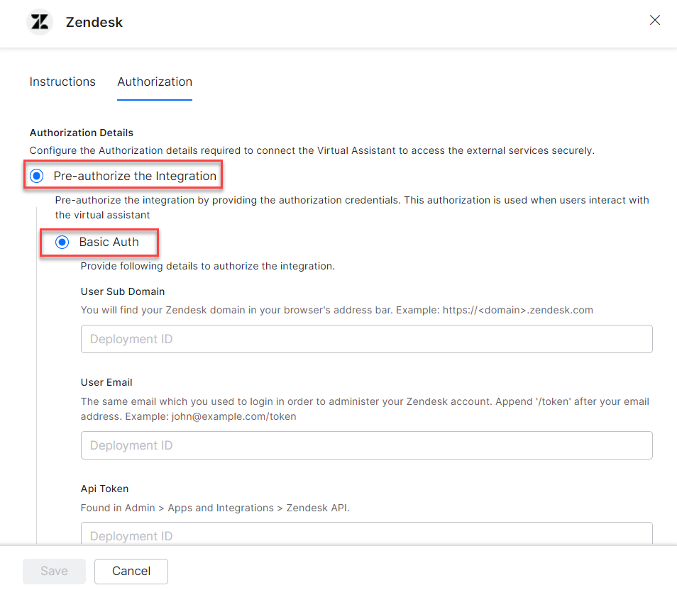 Auth type - Basic auth
