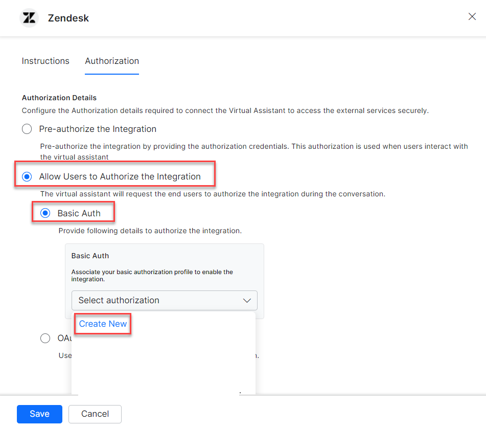 Create new auth