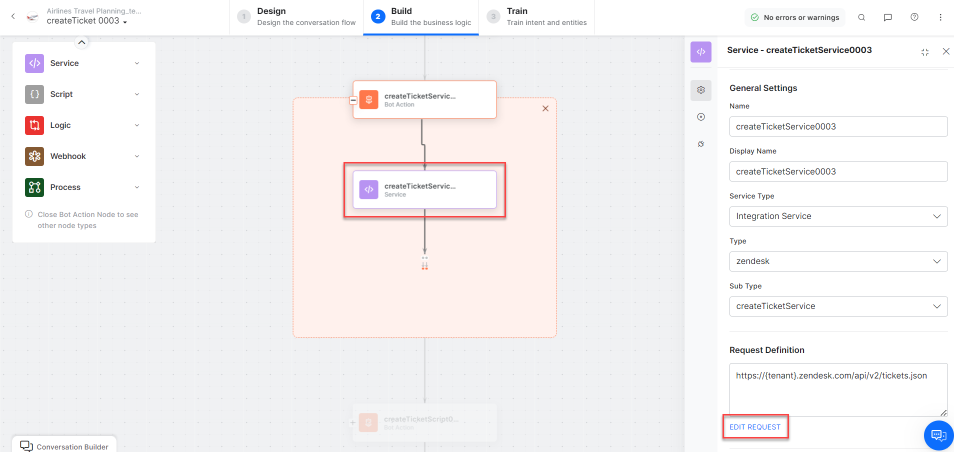 Create a Ticket - Edit request