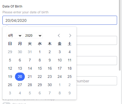 date picker - Japanese