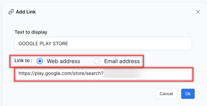 Link to Web Address