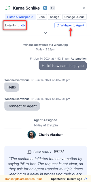 Whisper to Agent