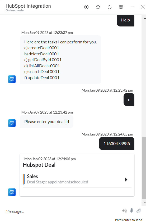 VA prompt to get deal by id