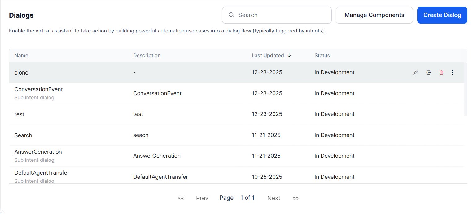 Dialog task landing page