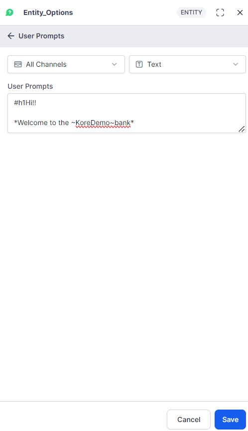 Plain text user prompt - creation