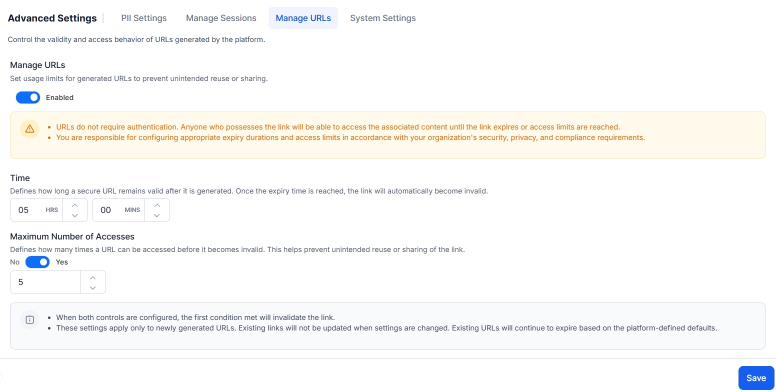 Manage URL