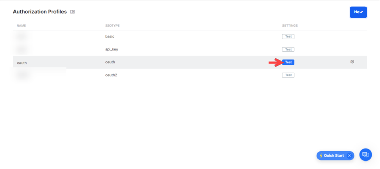 Test authorization dialog