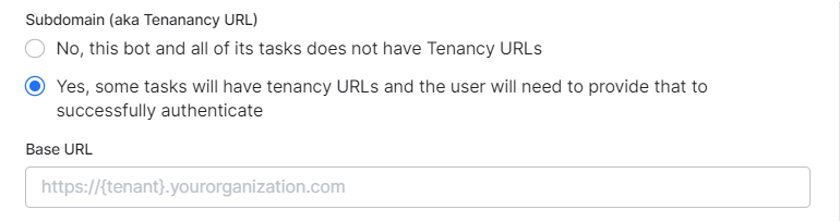 Tenancy URL - Tenant organization placeholder