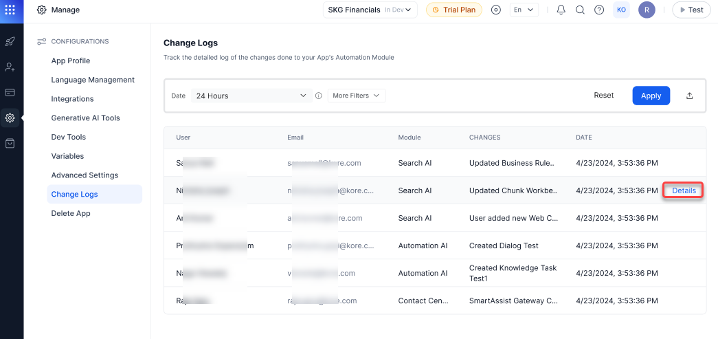 Change Logs