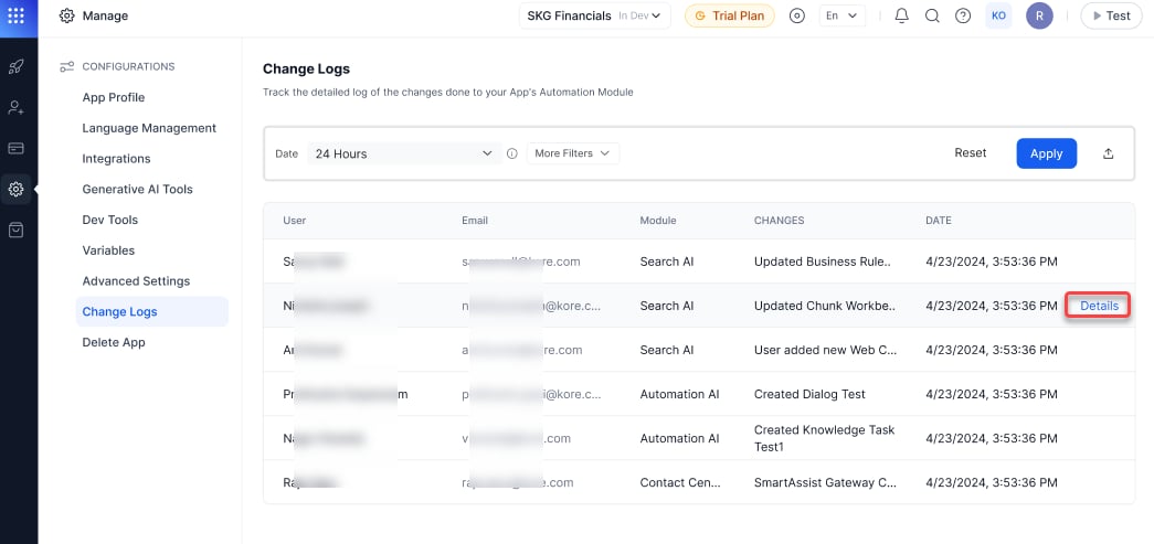 Change Logs