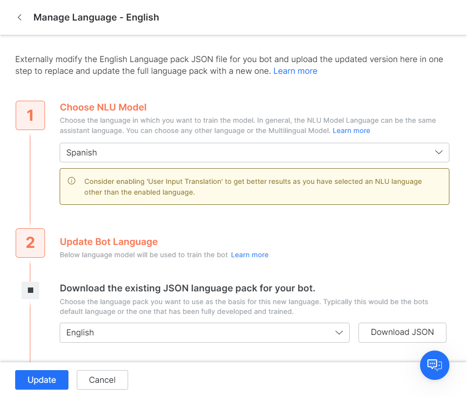 Manage language