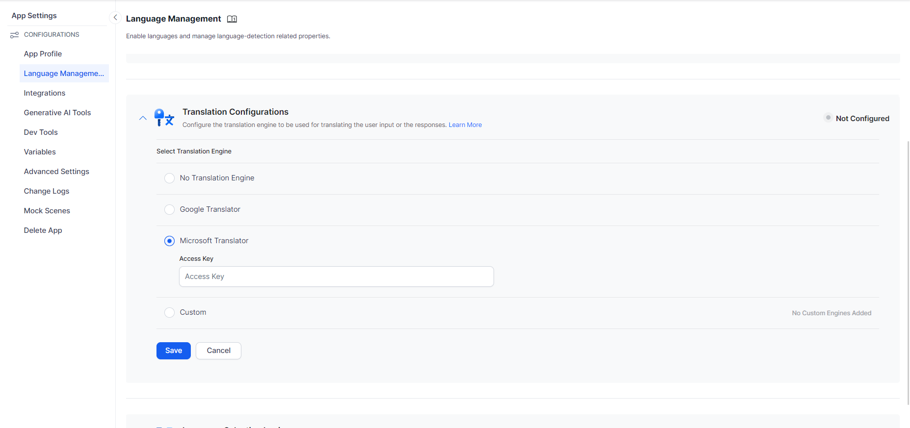Translation Configurations - Microsoft