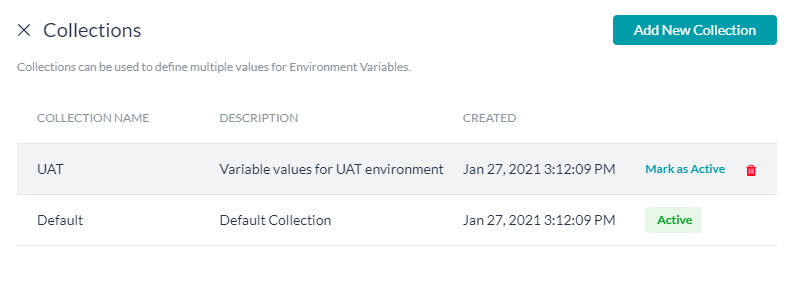 Mark collection as Active