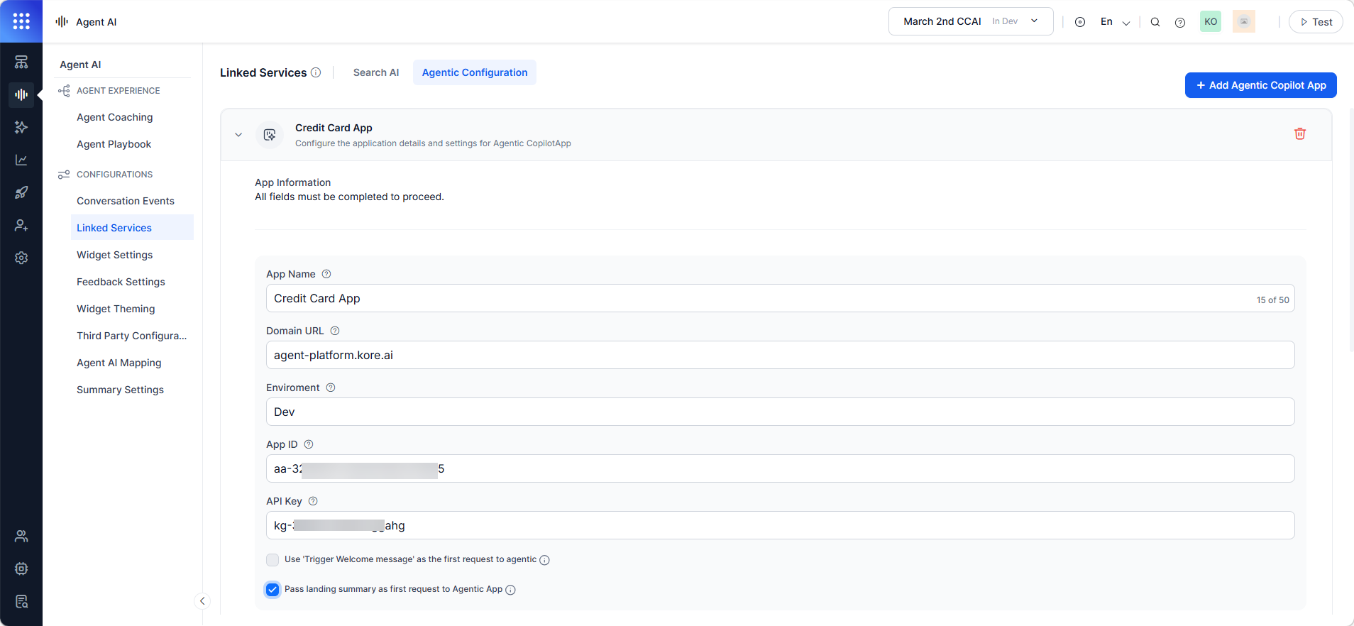 Agentic Configuration App Info