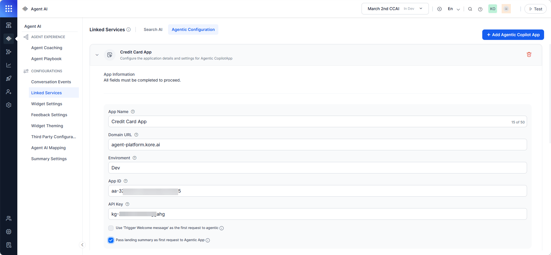 Agentic Configuration App Info
