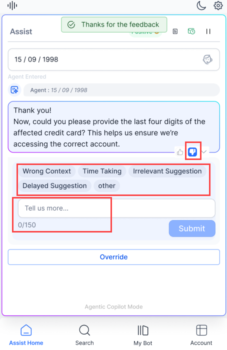Agentic Feedback Messages