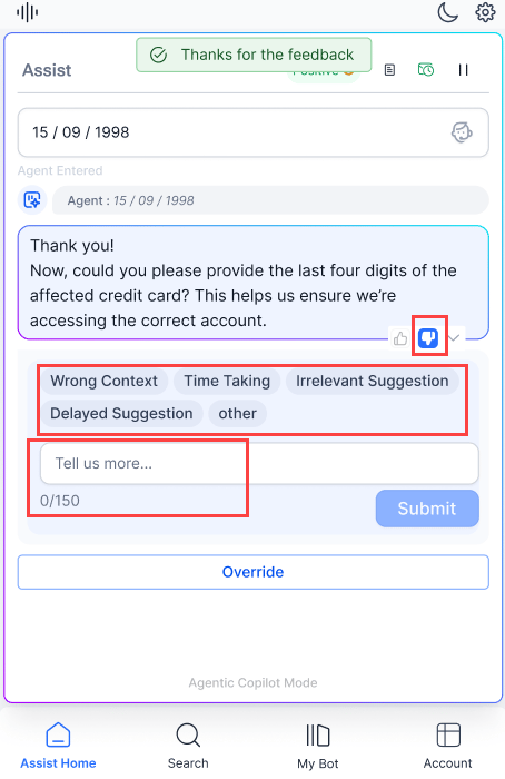 Agentic Feedback Messages