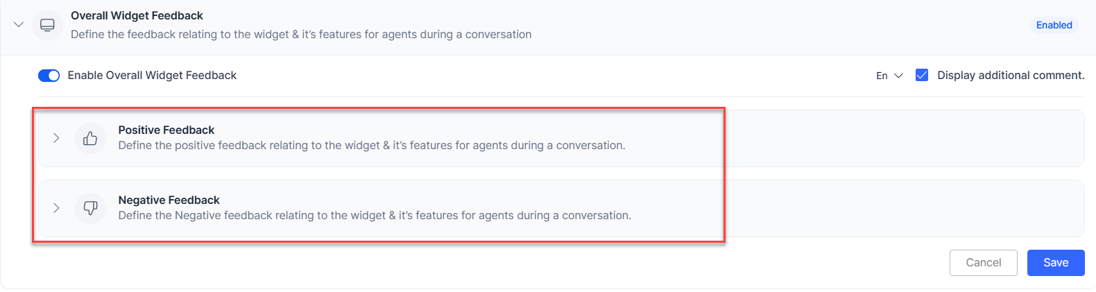 Positive Negative Feedback Subsection