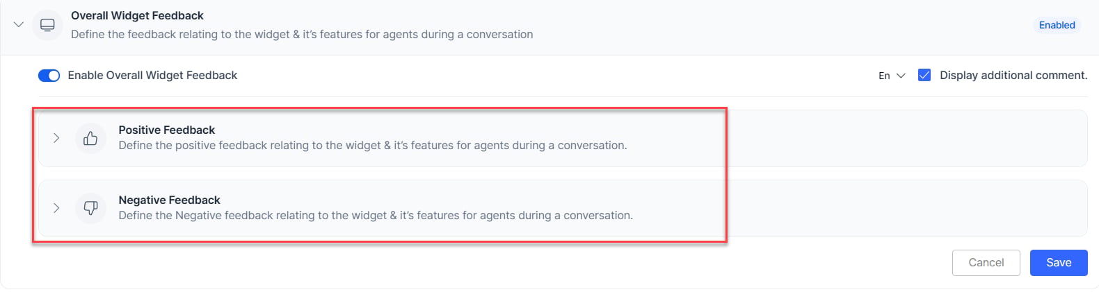 Positive Negative Feedback Subsection