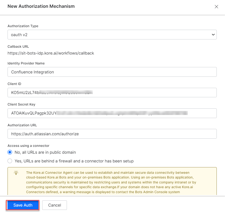 Auth credentials