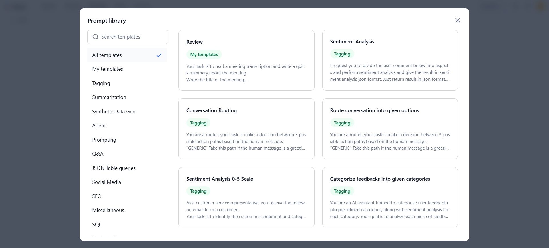 Prompt library