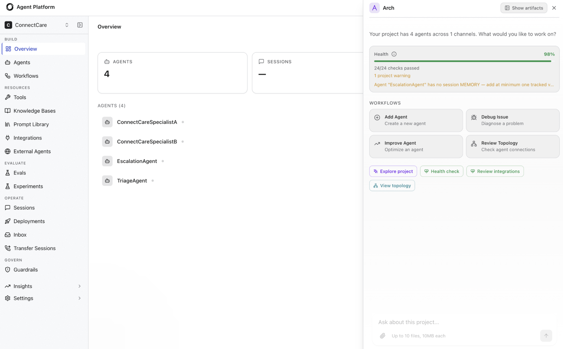 Project health monitoring and continuous improvement by Arch