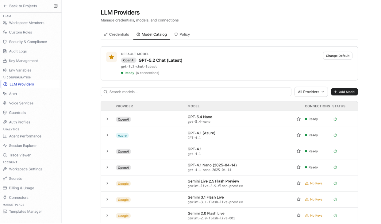 LLM Providers page