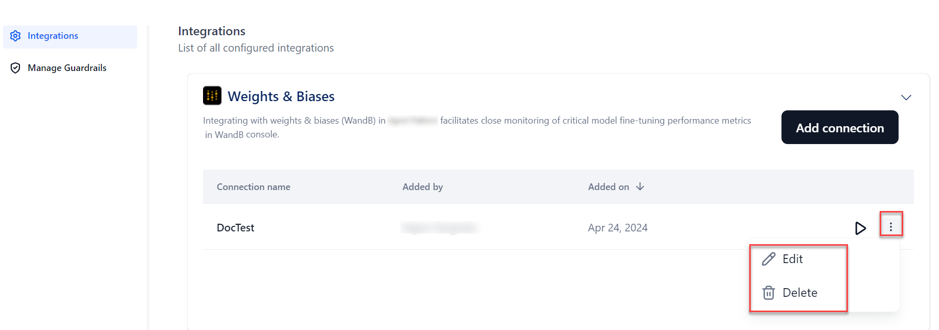 Manage WandB Connection