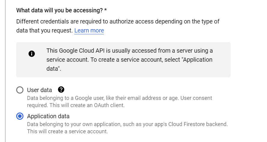 Application Data selected