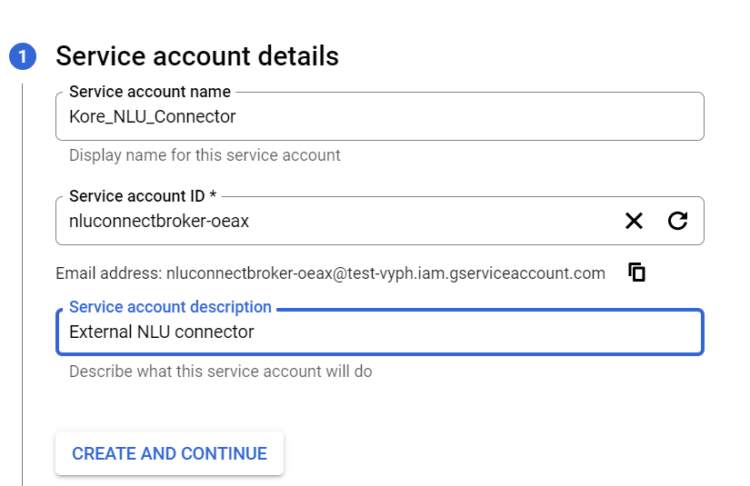 Service account details