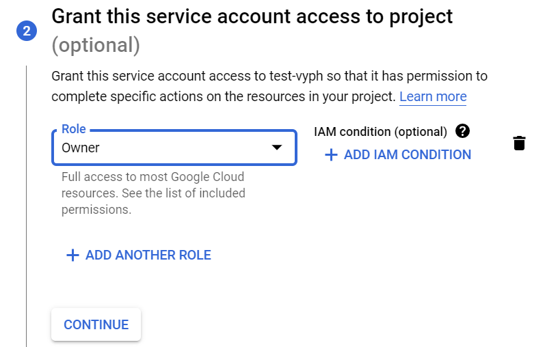 Grant permission to Service Account