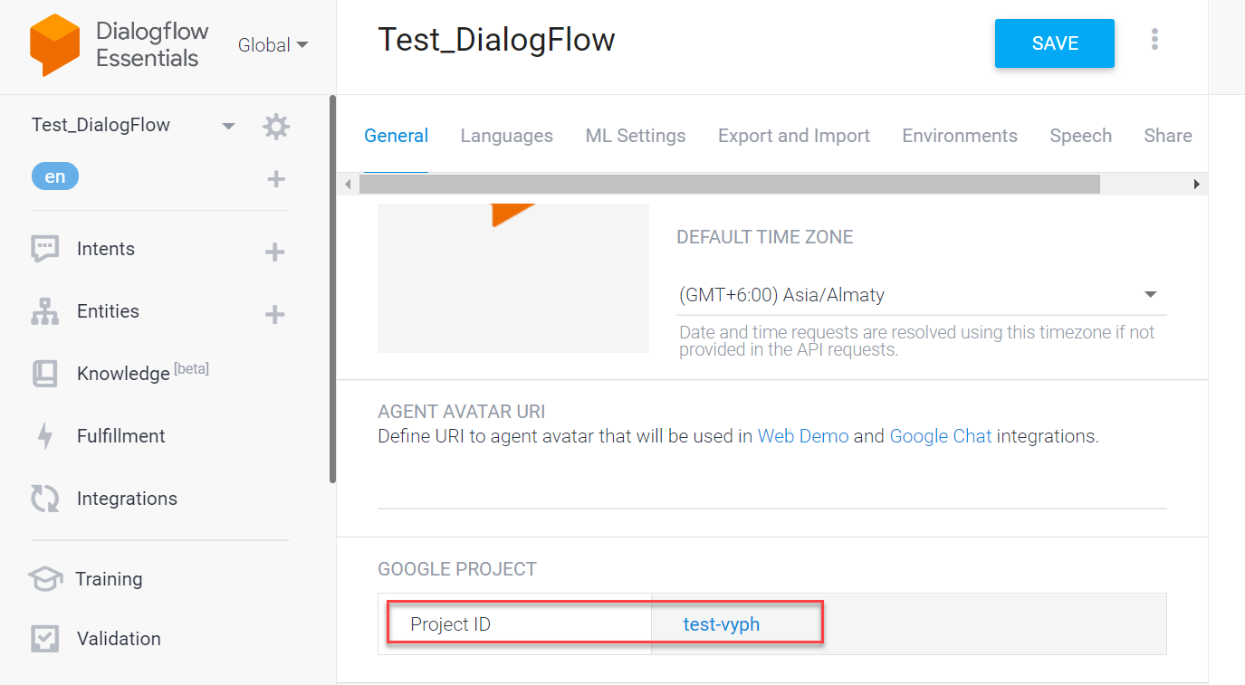 Note the project ID