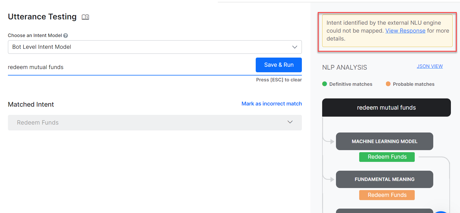 Intent detected but can't be mapped