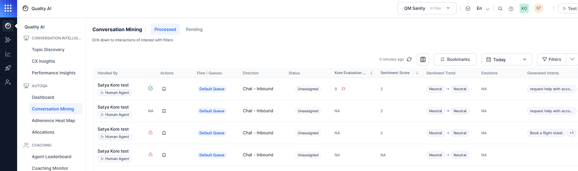 Conversation Mining Interactions