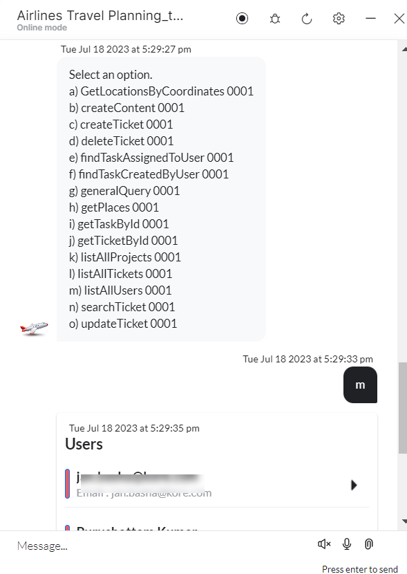 List users prompt