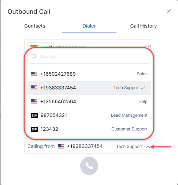 Calling From Number