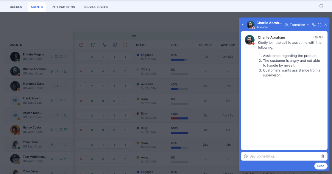Supervisor Internal Chat