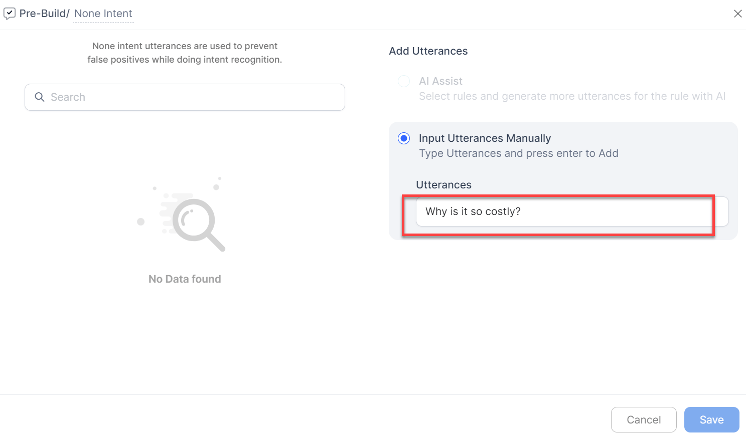 Add Utterances Manually