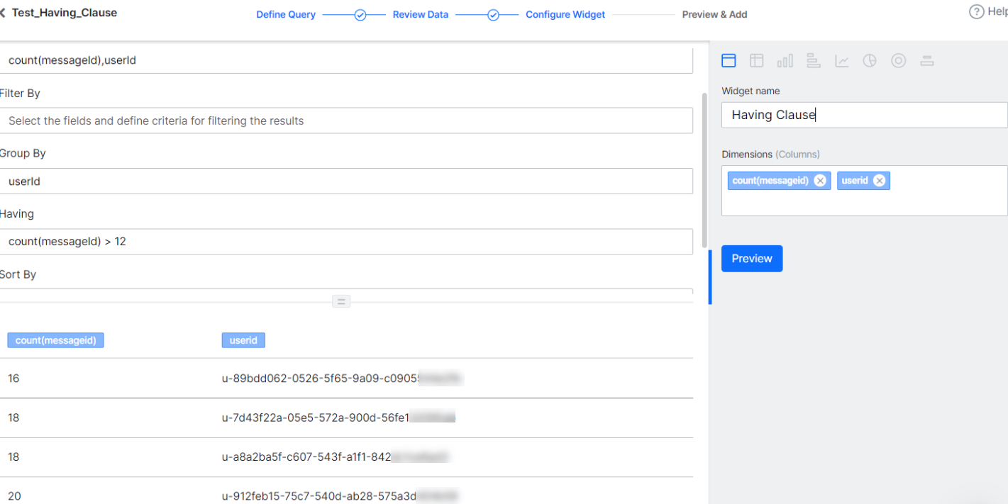 Filter Messages Having Clause 2
