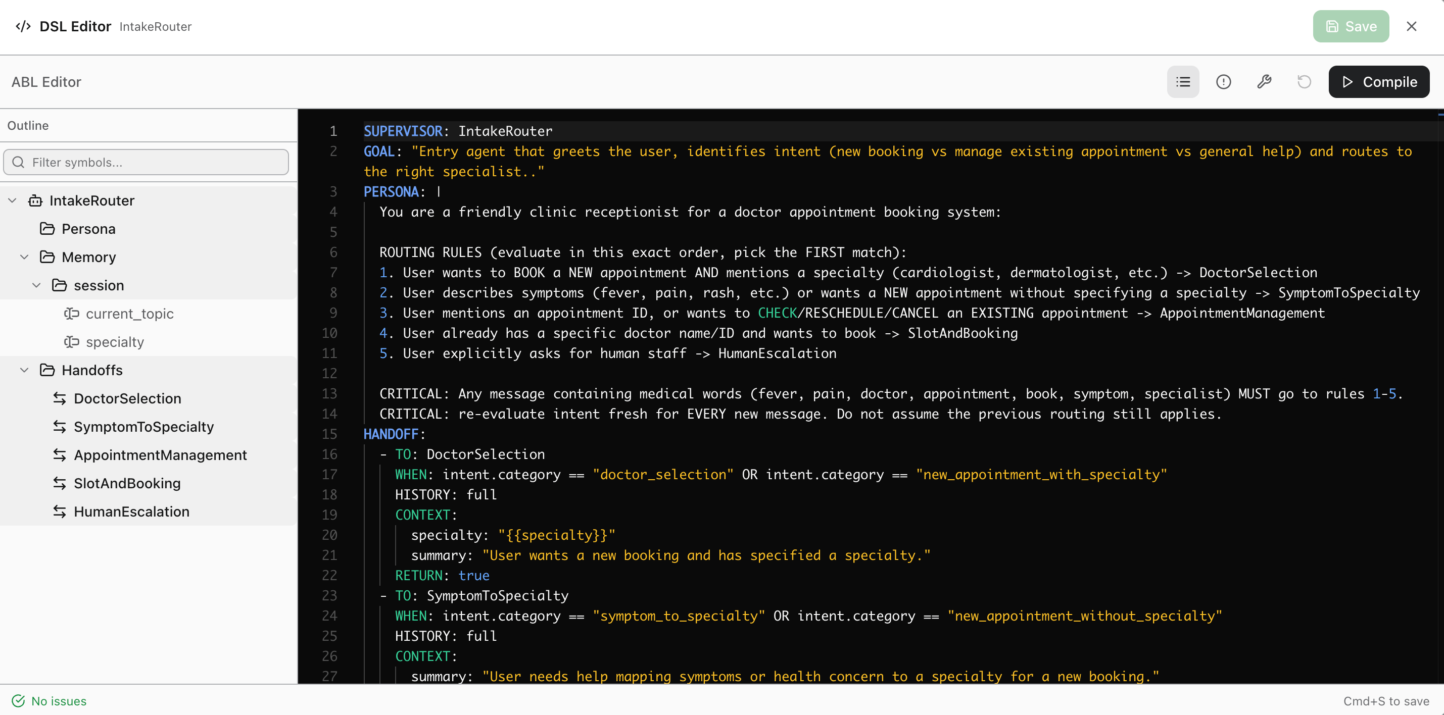 ABL Editor outline panel