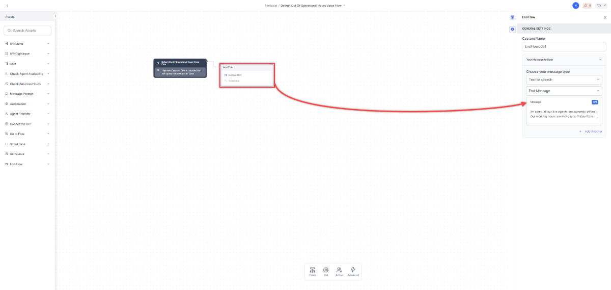 Default Out of Operational Hours Message