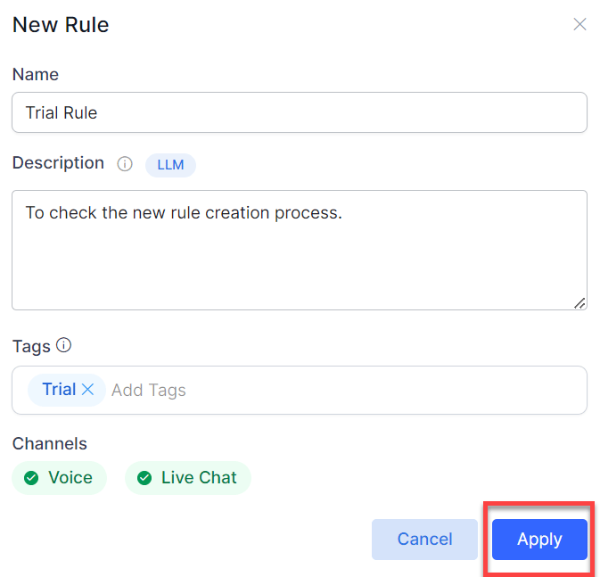 Completing Rule Creation