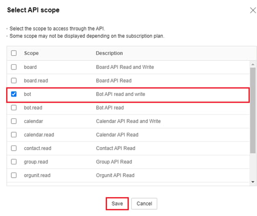 naverworks OAuth scopes