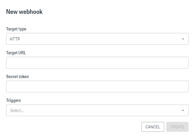 new webhook form