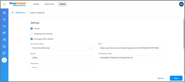 new webhook configuration