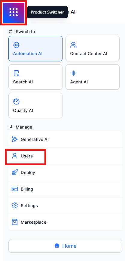Users Menu