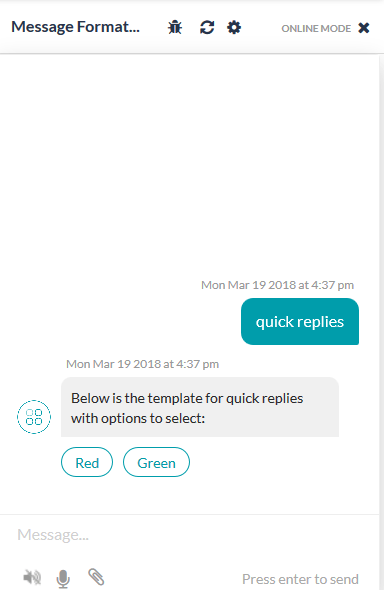 Quick Replies template